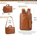 Faux Leather Messenger Bag for Men | 17-17.3 Inch Leather Mens Laptop Bag Leather Briefcasen Convertible Backpack 3 in 1 Computer Handbags Work Bag Shoulder Crossbody Bag Office | Vintage Brown