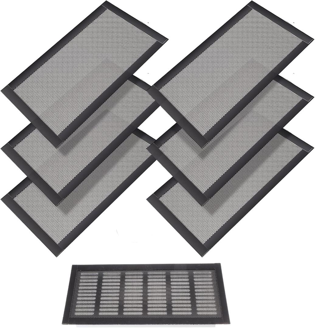 Shappy Magnetic Floor Vent Covers Air Vent Screen Register Trap Magnetic Floor Register Mesh Covers Rectangle PVC Mesh Cover for Wall Ceiling Floors Catch Debris Hair Insect(8 x 15.5 Inch,Black)