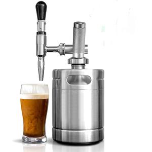 NutriChef Nitro Cold Brew Coffee Maker - Home Brew Coffee Keg, Nitrogen Coffee Machine Dispenser System w/ Pressure Relieving Valve Kit & Stout Creamer Faucet, Stainless steel - NutriChef NCNTROCB10
