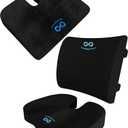 Everlasting Comfort Back & Seat Cushion Bundle with Wedge Cushion - Enhanced Comfort and Support for All Day Sitting - Perfect for Car, Office, and Gaming Use, 2 Pieces