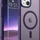 SUPFINE Magnetic for iPhone 15 Plus Case & iPhone 14 Plus Case(Compatible with MagSafe)(Military Grade Drop Protection) Translucent Shockproof Phone Cover,Dark Purple