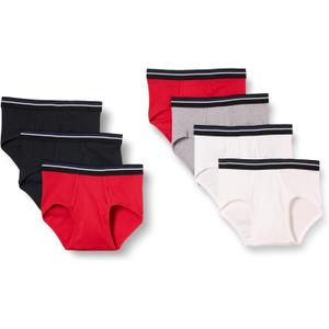 Amazon Essentials Men's Cotton Tag-Free Briefs Underwear, Multipacks (Large, Grey/Red/White)