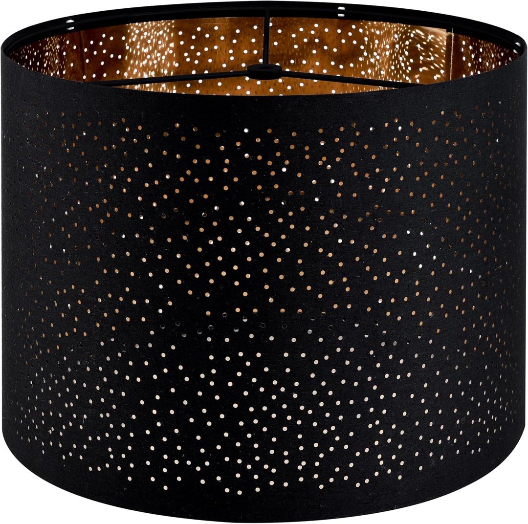 GOSO Black Lamp Shades Drum Lampshades with Laser Drilling Design, Medium Lampshade 13" Top x 13" Bottom x 10" High, Lamp Shade For Tablelamp,Floor Lamps,Wall Hanging, Assembly Required
