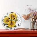 Silent Wall Clock Round - Non-Ticking Desk Clock Battery Operated Quiet Decorative for Living Room Home Office School Kitchen