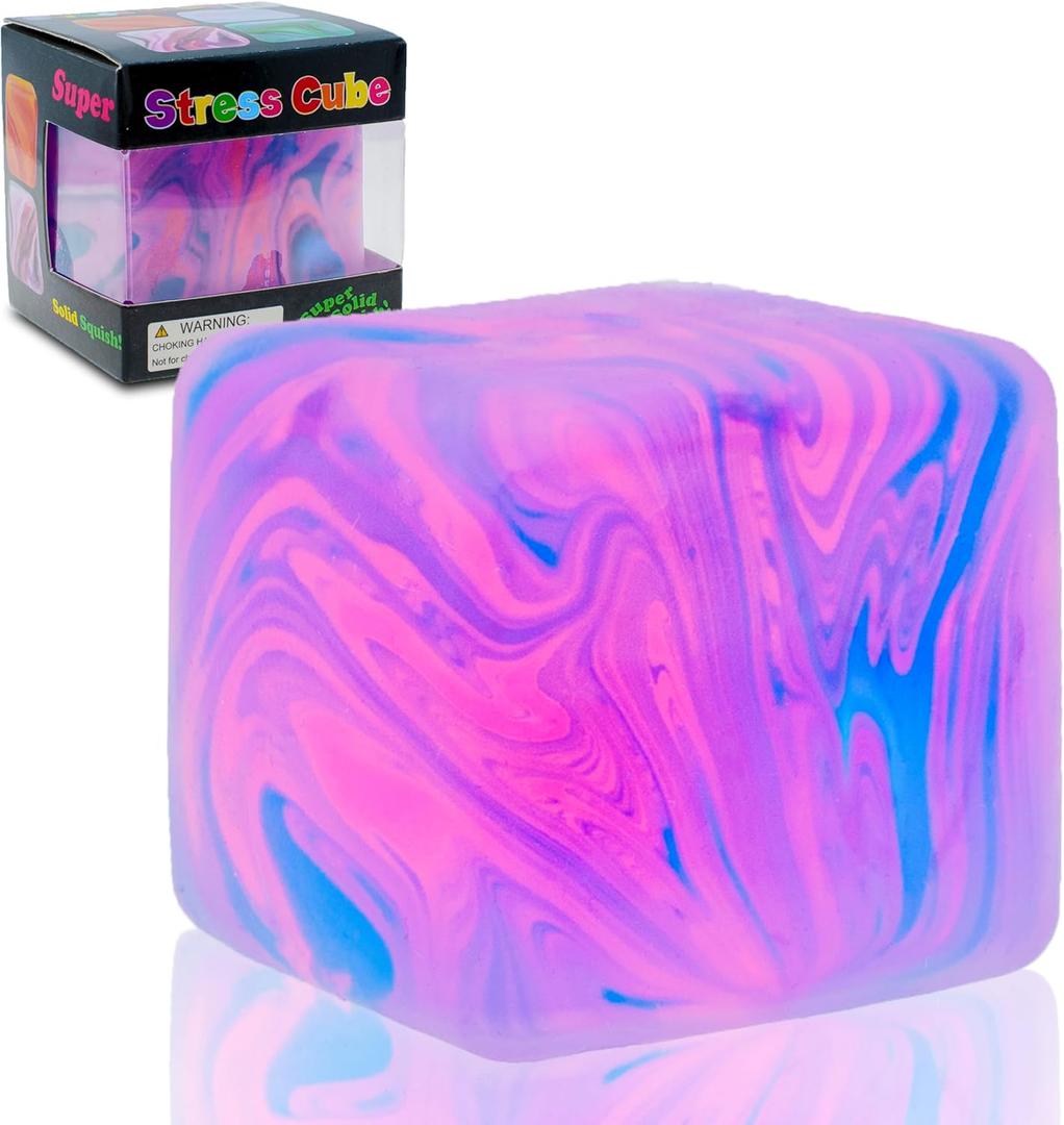 Squishy Sensory Fidget Toys Stress Cube, Gel Filled Stretchy Stress Balls for Kids Adults, Soft Ice Cube Sugar Ball for Boys Girls, Slow Rising Squishies Squeeze Balls Anxiety Relief for Autism, Gifts