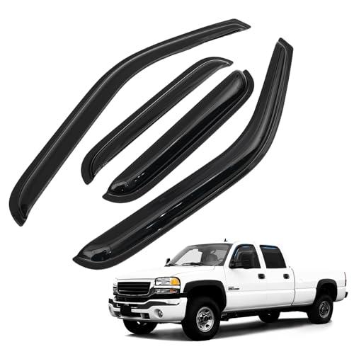 Silverado Rain Guard - Window Visors for Chevy Silverado 2001-2007 /GMC Sierra 1500/2500/3500 Classic Body, Out-Channel Side Window Rain Guards for Silverado, 4PCS, Black, Car Accessories