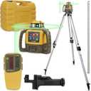 Topcon RL-H5A Laser Transit Leveler Kit - LS-80X Rotary Laser Receiver with Rod Bracket - 36-60in Precision Level 360 Laser Tripod - 13ft Fiber Rod Level Tool with Inch Increments for Construction