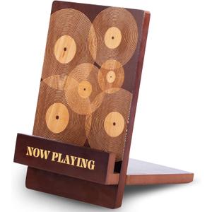 Sonny & Sloane Now Playing Vinyl Record Stand  Stylish Vinyl Holder & Display for Albums  Premium Classic Wood with Engraved Design  Record Holder Stand & Accessories