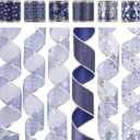 AIMUDI Navy Blue Christmas Ribbon 2.5" Navy and Silver Organza Wired Ribbon for Christmas Trees, Garlands, Wreaths, Gift Wrapping, Crafts, Holiday Crafts, Topper Bow, 6 Rolls 36 Yards