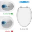 Durable Elongated Toilet Seat with Slow Soft Close - Easy to Install and Clean, Never Loosens - White, Fits Most Elongated Toilets