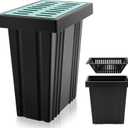 Catch Basin with Grate 14 x 22 x 24 Inch Square Large Catch Basin for Drainage with Debris Basket French Drain Without Reserved Hole for Yard, Downspout, Lawn, Municipal Pipeline, Green, Black
