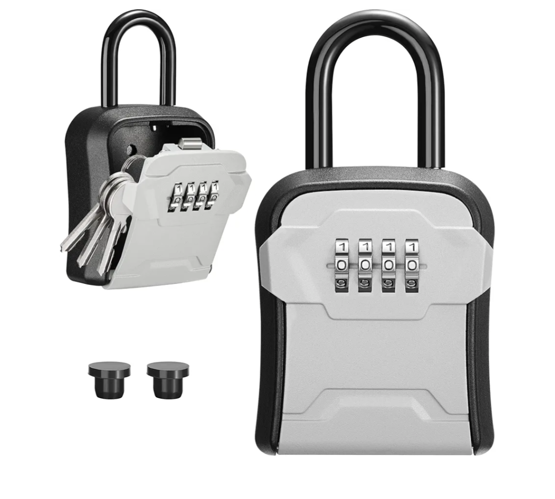 Puroma Lock Box, Key Lock Box Wall Mount & Portable Combination Lockbox with Resettable Code, Security Lockbox for Outside House Keys, Apartment Realtors Spare Keys Storage (1 Pack, Gray)