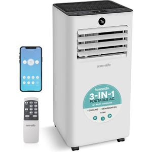 SereneLife 8000 BTU Portable Air Conditioner, Small AC with Dehumidifier and Fan, Wifi Function, Mini AC Unit with 350 Sq. Ft. Coverage, Timer Settings Up to 24 Hours, Includes Remote Control
