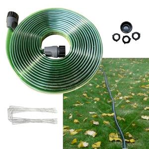 SECBULK 25FT Flat Sprinkler Hose for Lawn Watering Garden Soaker Hose with Holes, Heavy Duty Lightweight No-Kink Water Hose with Stakes, Irrigation Hose, Great Fun for Kids and Dog