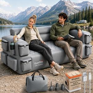 Portable Inflatable Couch with Built-in Pump,Quick Inflation Sofa Camping, Loveseat