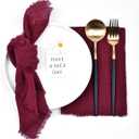 Joanlody 10 Pack Burgundy Handmade Cloth Napkins with Fringe Spring Easter Cotton Linen Napkins Rustic Bulk Dinner Napkins for Wedding Party Baby Shower Table Decor (Set of 10)