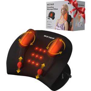 Weyais Neck Massager Pillow, Neck and Shoulder Relaxer with Heat, 3 Modes and Strengths, Neck Massager for Pain Relief Deep Tissue, Remote Control, Gifts for Mom Dad Friends, Black01