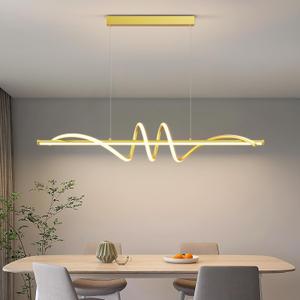 Modern LED Pendant Lights, 39in Gold Chandelier Dimmable with Remote Control 3000k-6000K Adjustable Color Temperature, Aluminum Island Lighting Lamp Fixture for Kitchen, Dining Room