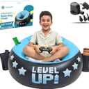 Inflatable Gaming Chair for Kids  Supports Up to 300 lbs, Includes Air Pump, Cup Holder, 2 Pockets  Durable Bean Bag Seat, Comfy Kids Gaming Chair & Top Gamer Chairs for Kid Room (Aqua)