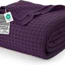 Utopia Bedding 100% Cotton Waffle Weave Blanket King Size for Bed - Lightweight, Breathable Summer Blankets Soft and Cozy, Gift for Mothers Day Home Decor (Plum, 90x108 Inch)