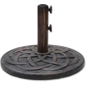 Helios&Hestia 26 lb Heavy Duty Round Plastic Built-in Cement Outdoor Umbrella Base, Concrete Weighted Stand for Patio Market Table Umbrella, Bronze
