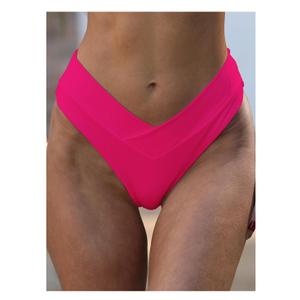 Women's V Cut High Waisted Bikini Bottom Multicolour Ribbed Cheeky Swimsuit Bathing Suit Bottoms L