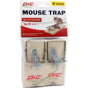 PIC Wood Mouse Traps, 4 Count