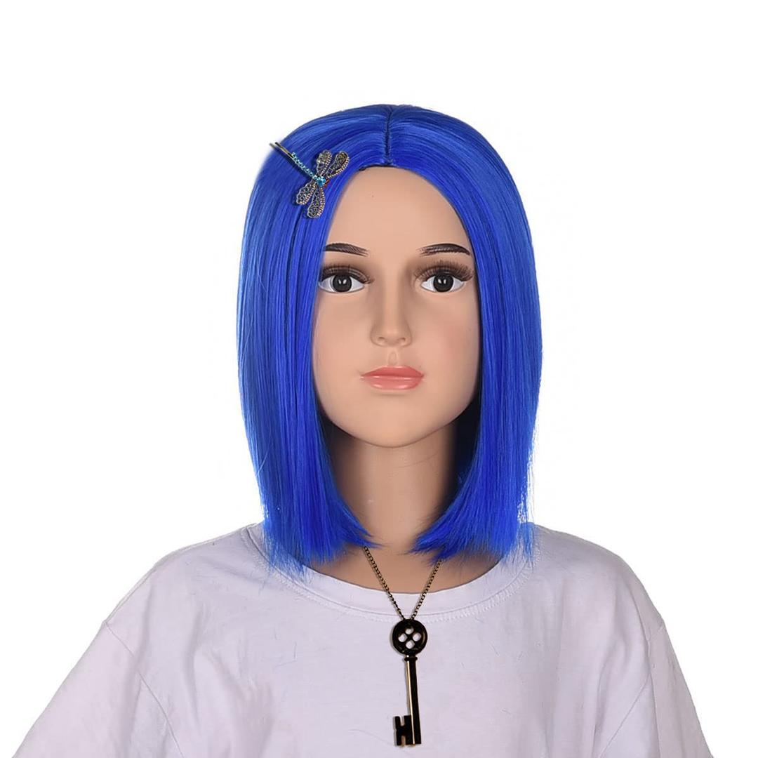 Blue Bob Wig | Costume Women Halloween Party Short Blue Realistic Cosplay Wig (L)