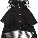 Morezi Dog Zip Up Dog Raincoat with Reflective Buttons, Rain/ Water Resistant, Adjustable Drawstring, Removable Hood, Stylish Premium Dog Raincoats - Black - L