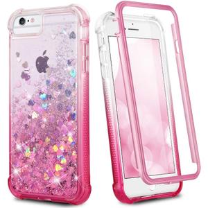 Ruky for iPhone 6 6s 7 8 Case, iPhone SE 2022 Case, Glitter Full Body Rugged with Built-in Screen Protector Shockproof Protective Girls Women Cover for iPhone 6/6s/7/8/SE 2020 & 2022 (Gradient Pink) | for iPhone 6, 6s, 7, 8, iPhone SE 2022 Case, Glitter