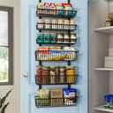 Mefirt Over The Door Pantry Organizer, Pantry Organization and Storage, 6-Tier Deep Baskets Hanging Heavy-Duty Metal, Wall Spice Rack Seasoning Shelves for Home & Kitchen, Laundry Room Bathroom, Black