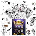 3 x Christmas & Halloween Static Window Clings Set (20x30cm & 35x28cm),8-10 Designs/Pack, Removable Decals for Glass (Halloween Gentleman Macabre, Polyvinyl Chloride, Extra Large)