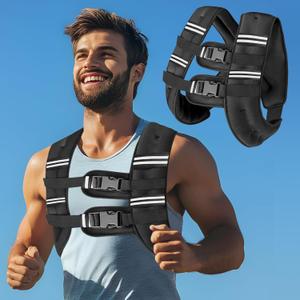 Zikopomi Weighted Vest Woman Man, 20lb Weight Vest with Reflective Stripes for Workout, Strength Training, Running, Fitness, Muscle Building, Weight Loss, Rucking Vest