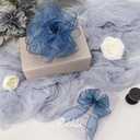 Ribbli Navy Organza Wired Ribbon, Navy Sheer with Metallic Edge,1-1/2 Inch x 20 Yards Christmas Tree Ribbon for Decoration Gift Wrapping Wedding Crafts