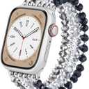 VISOOM Beaded Bracelet Compatible for Apple Watch Band 42mm/41mm/40mm/38mm Series 10/9/8/7 SE/6/5/4 Women Fashion Cute Handmade Pearl Stretchy Watch Strap for iWatch Bands 3/2/1 (C-Light Blue)