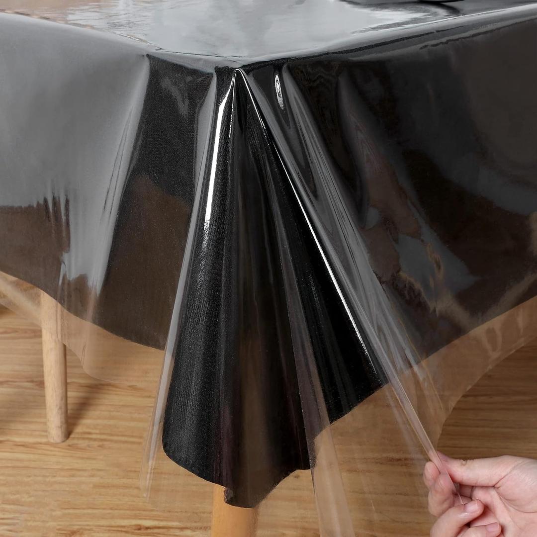 Obstal Clear Plastic Tablecloth 54 x 120 Inch, 100% Waterproof Oil-Proof Spill-Proof Vinyl PVC Table Cloth, Wipeable Rectangle Tablecloth Protector for Dining Table, Outdoor and Indoor Uses, Clear
