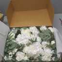 Ling's moment Artificial Wedding Arch Flowers Kit Pack of 4, 2pcs Hanging Silk Flowers Arrangement 2pcs Chiffon Drapes Ceremony Spring Fake Rose Arbor Backdrop White Sage Floral Party Outdoor Decor