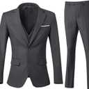 Men's 3 Piece Slim Fit Suit Set, Two Button Blazer Solid Jacket Vest Pants Wedding Business Suit (Size X-Large, Dark Grey)