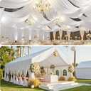6 Panels 5ftx30ft White Ceiling Drapes for Wedding Parties, 60"W x 360"L