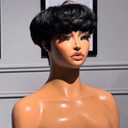 Pink Planet Pixie Cut Wig Human Hair Bowl Cut Pixie Wigs Human Hair for Black Women Glueless Wig Short Human Hair Wigs with Bangs Short Straight Full Machine Made Layered for Daily Use 0501-1B