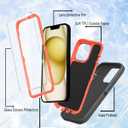 Tall silver for iPhone 15 Case with [2 Screen Protector ], Military Grade Shockproof Heavy Duty Drop Protection Rugged Case 6.1"(Darkgray Orange)