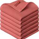 Artoid Mode 100% Cotton Red Waffle Weave Kitchen Dish Cloths, 12x12 Inch Ultra Soft Absorbent Quick Drying Kitchen Dish Towels Set of 6