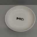 Ceramic Cat Food Plates: Cat Wet Food Bowls/Whisker Fatigue Cat Dishes & Shallow Bowls for Kittens and Small Animals (Fish bone)