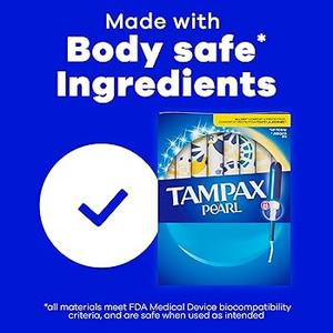 Tampax Pearl Tampons for Women, with LeakGuard Braid, Ultra Absorbency, Unscented, 45 Count