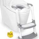 JASSONE Potty Training Seat, Toddler Step Stool, 2 in 1 Potty Training Toilet for Kids, Baby Seat with Splash Guard and Anti-Slip Pad for Boys Girls Potty Training, Grey (Gray)