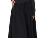 INLYRIC Women's Off The Shoulder Long Sleeve Maxi Dresses Elegant Formal Wedding Guest Cocktail Long Dresses (Black, L)