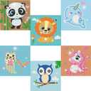 DIYGEMDOT 6 Pack Diamond Art Kits for Kids, Cute Animals Diamond Painting for Beginners, DIY 5D Gem Art for Girls & Boys Ages 6-8-10-12, Children's Christmas Gifts (6x6 inches) (Y004)