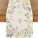 Artoid Mode Flowers Summer Table Runner, Seasonal Spring Fall Kitchen Dining Table Decoration for Home Party 13x48 Inch (Beige)