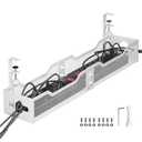 Under Desk Cable Management Tray 24.8", Quszmd Cable Organizer No Drill, Standing Cord Organizer and Wire Management Tray - No Damage to Desk, White