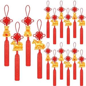 JULMELON 18PCS Chinese New Year Decorations 2026 Year of The Horse Feng Shui Tassels Hanging Pendants Chinese Knot Good Lucky Charms Ornaments Spring Festival Lunar New Year Wealth Success
